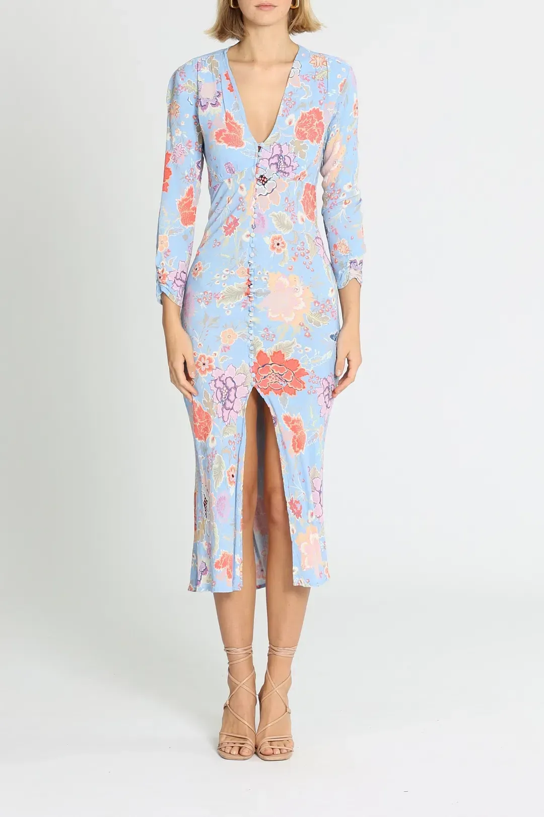 Rixo London Katie Button Down Midi Dress Floral Size 10 for rent on The Volte - main image