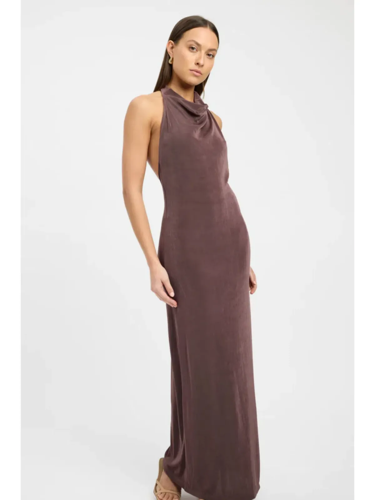 Kookai Erica Halter Maxi Dress Brownie Size 34 / AU 6 - Image 2