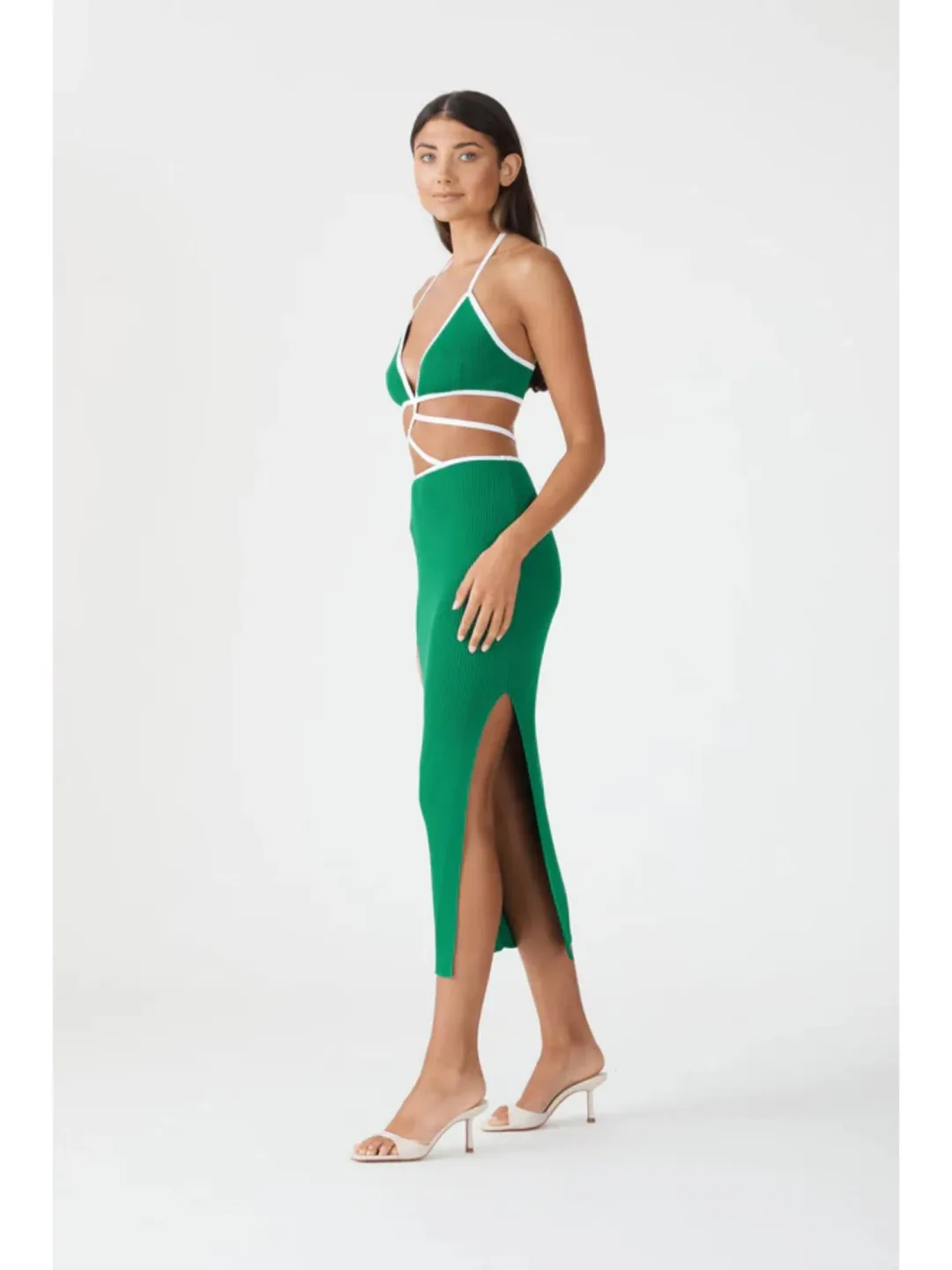San Slone Gabby Midi Dress Green Size XS / AU 6  for rent on The Volte - main image