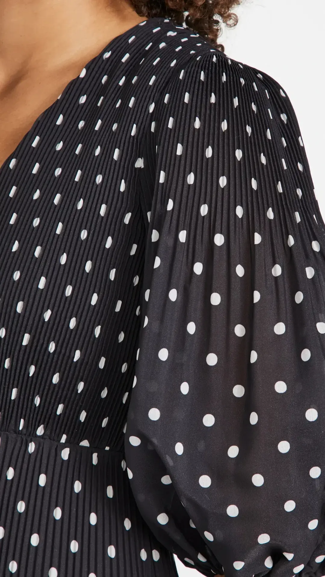 Zimmermann Pleated Long Sleeve Midi Dress in Black & Pearl Polka Dot Size 2 / AU 12 for rent on The Volte - main image