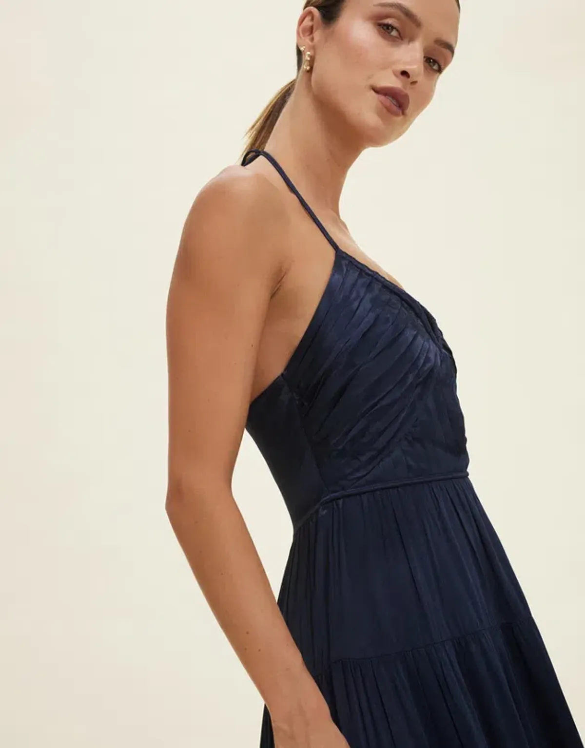 Minima Esenciales Sarai Halter Neck Tiered Maxi Dress Navy Size 8 - Image 4