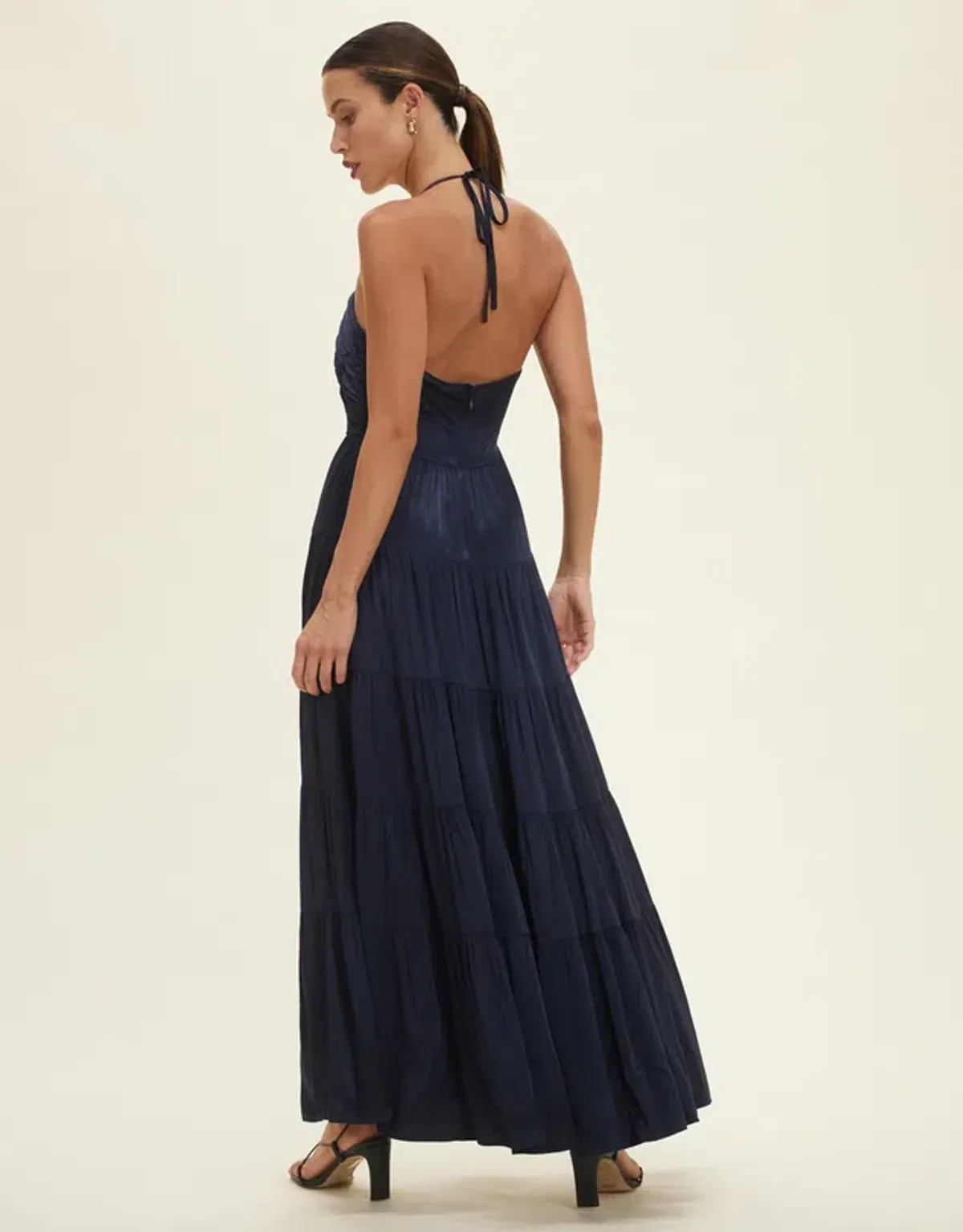 Minima Esenciales Sarai Halter Neck Tiered Maxi Dress Navy Size 8 - Image 3