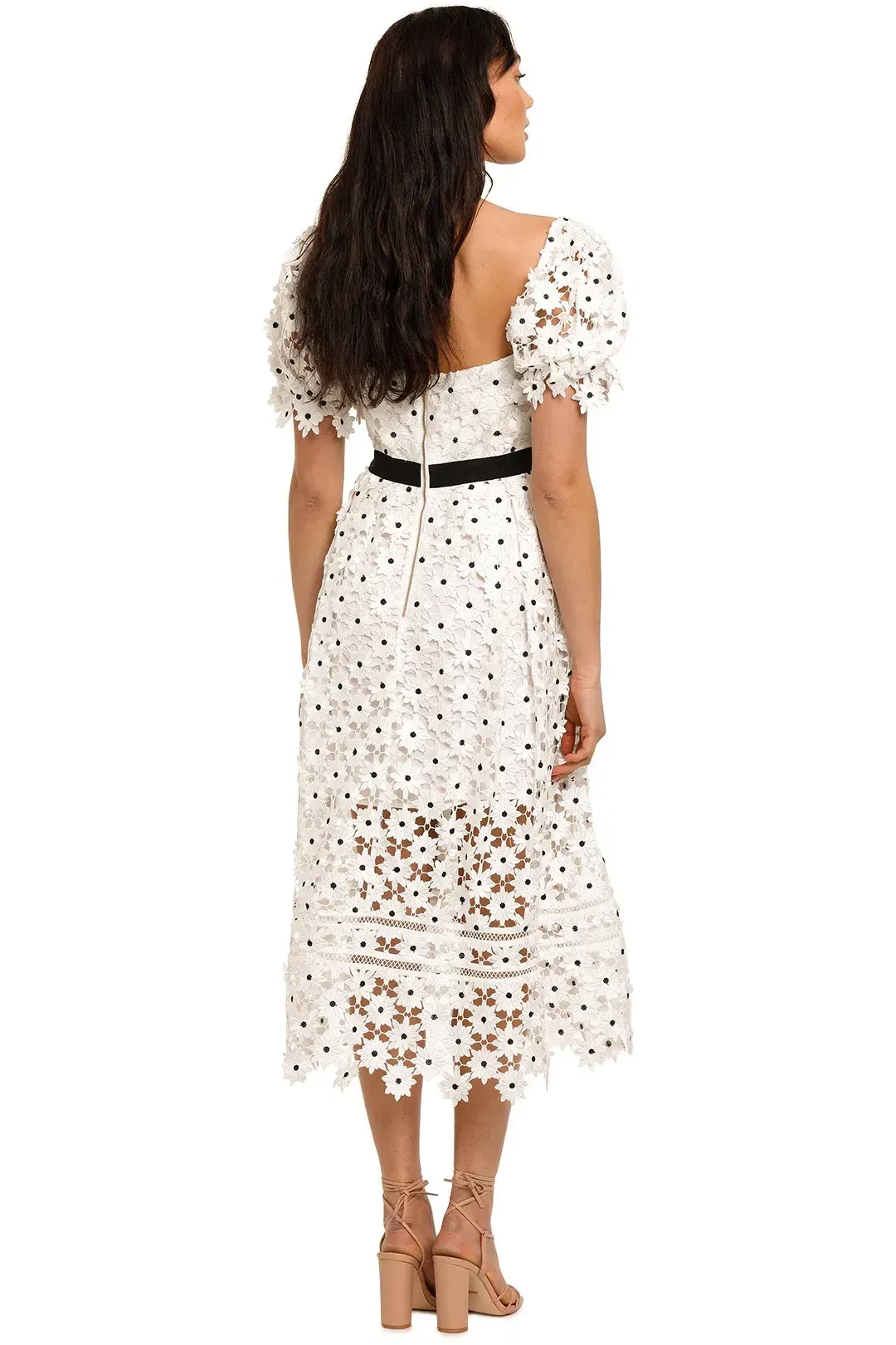 Self Portrait Daisy Lace Midi Dress in Polka Dot Size 10 for rent on The Volte - main image