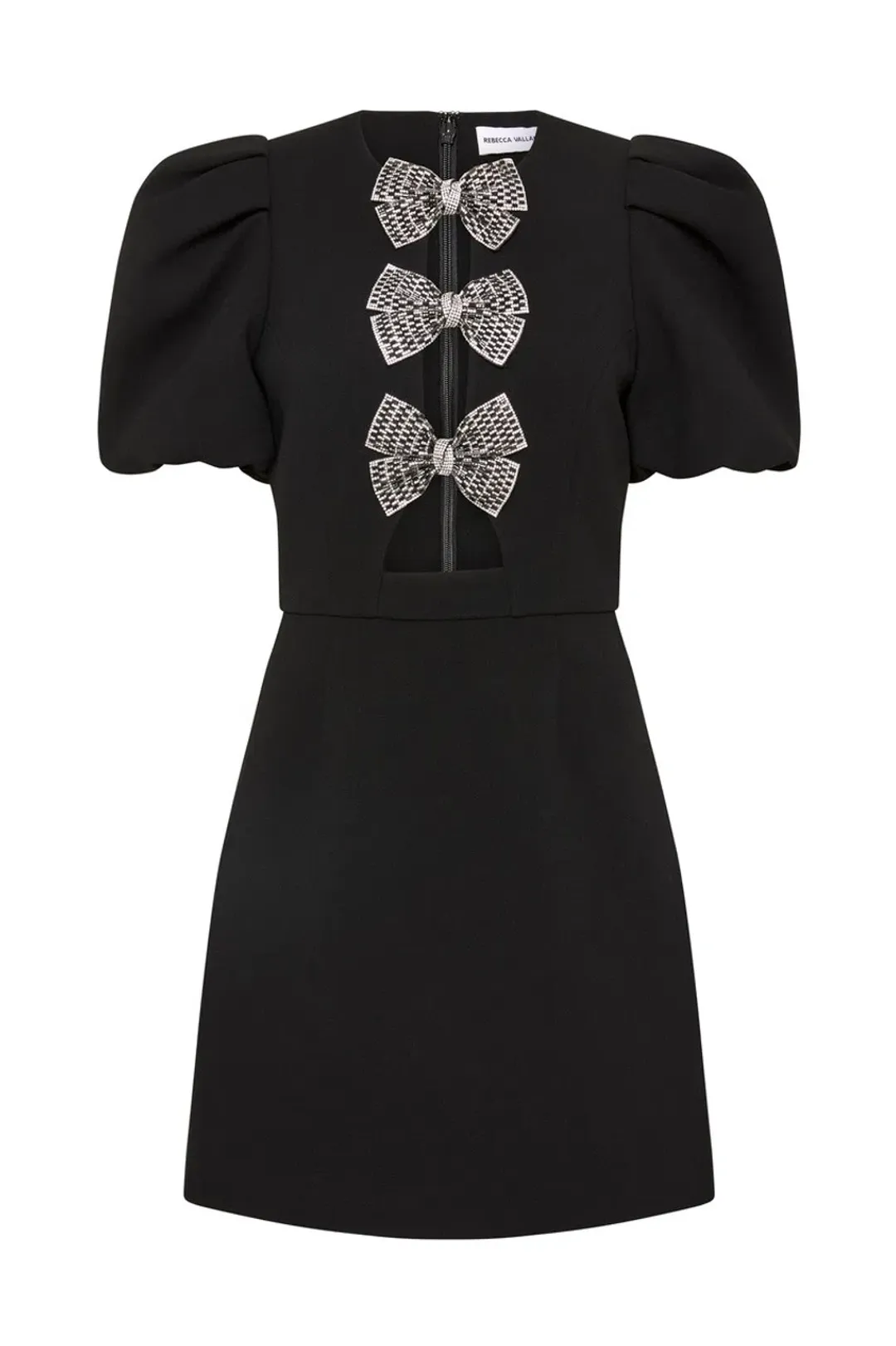 Rebecca Vallance Yvonne Bow Mini Dress in Black Size 10 for rent on The Volte - main image