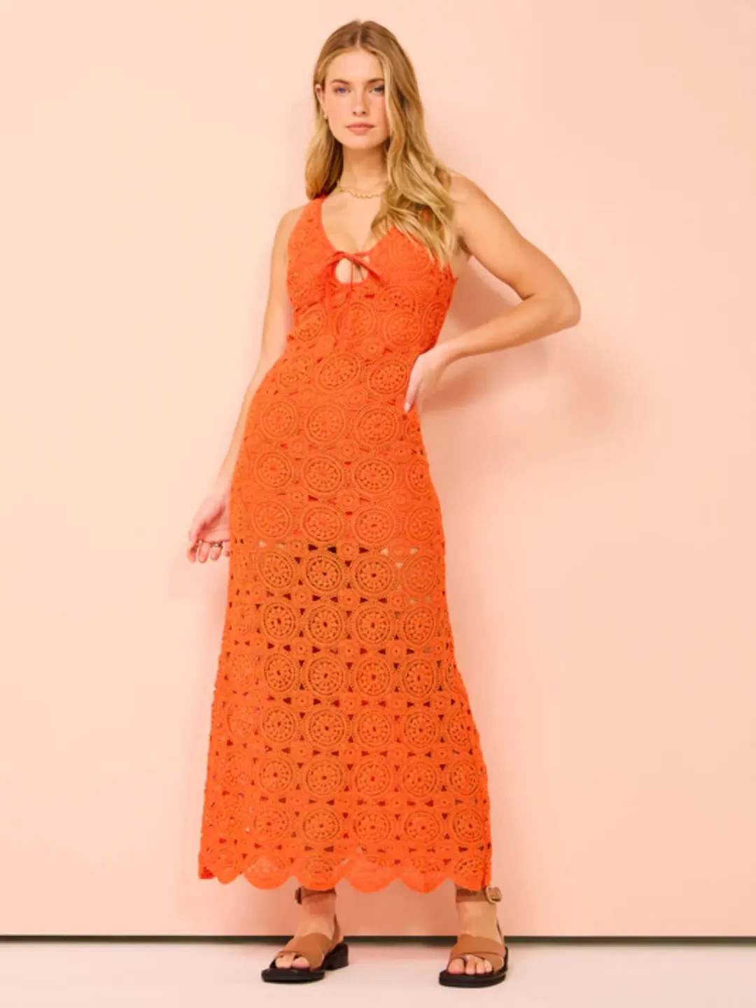 Roame Sunray Crochet Dress in Crochet Rosso Size 4 / AU 14 for rent on The Volte - main image
