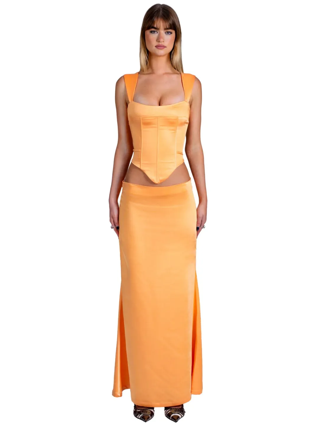 I am Delilah Valerie Corset & Maxi Skirt Sherbet Size S / AU 8 for rent on The Volte - main image