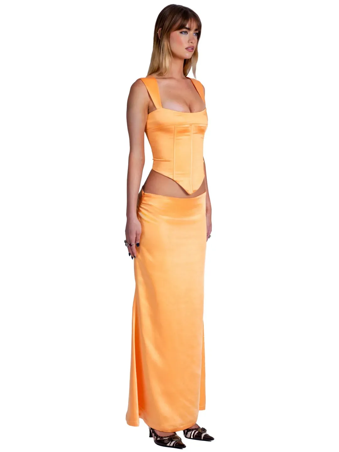 I am Delilah Valerie Corset & Maxi Skirt Sherbet Size S / AU 8 for rent on The Volte - main image