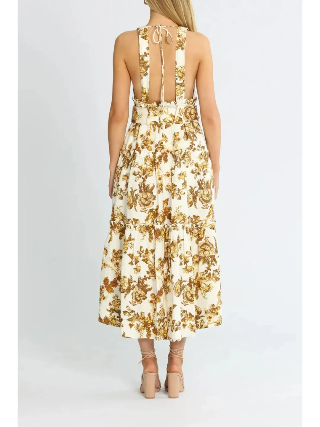 Shona Joy Bella Tiered Midi Dress Print Size AU 12 for rent on The Volte - main image