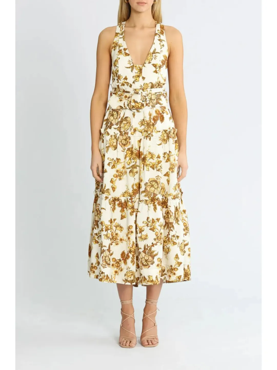 Shona Joy Bella Tiered Midi Dress Print Size AU 12 for rent on The Volte - main image