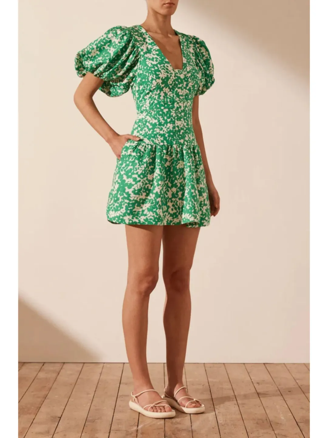 Shona Joy Plunged Short Sleeve Mini Dress Arosa Size AU 10  for rent on The Volte - main image