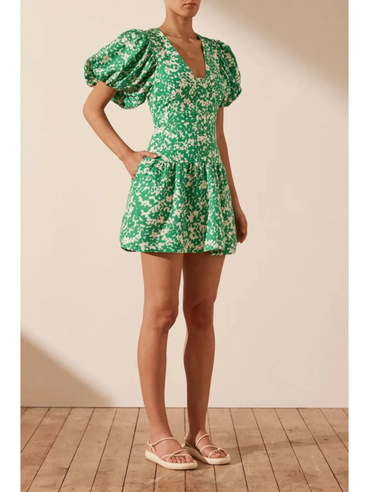 Shona Joy Plunged Short Sleeve Mini Dress Arosa Size AU 10  - Image 2