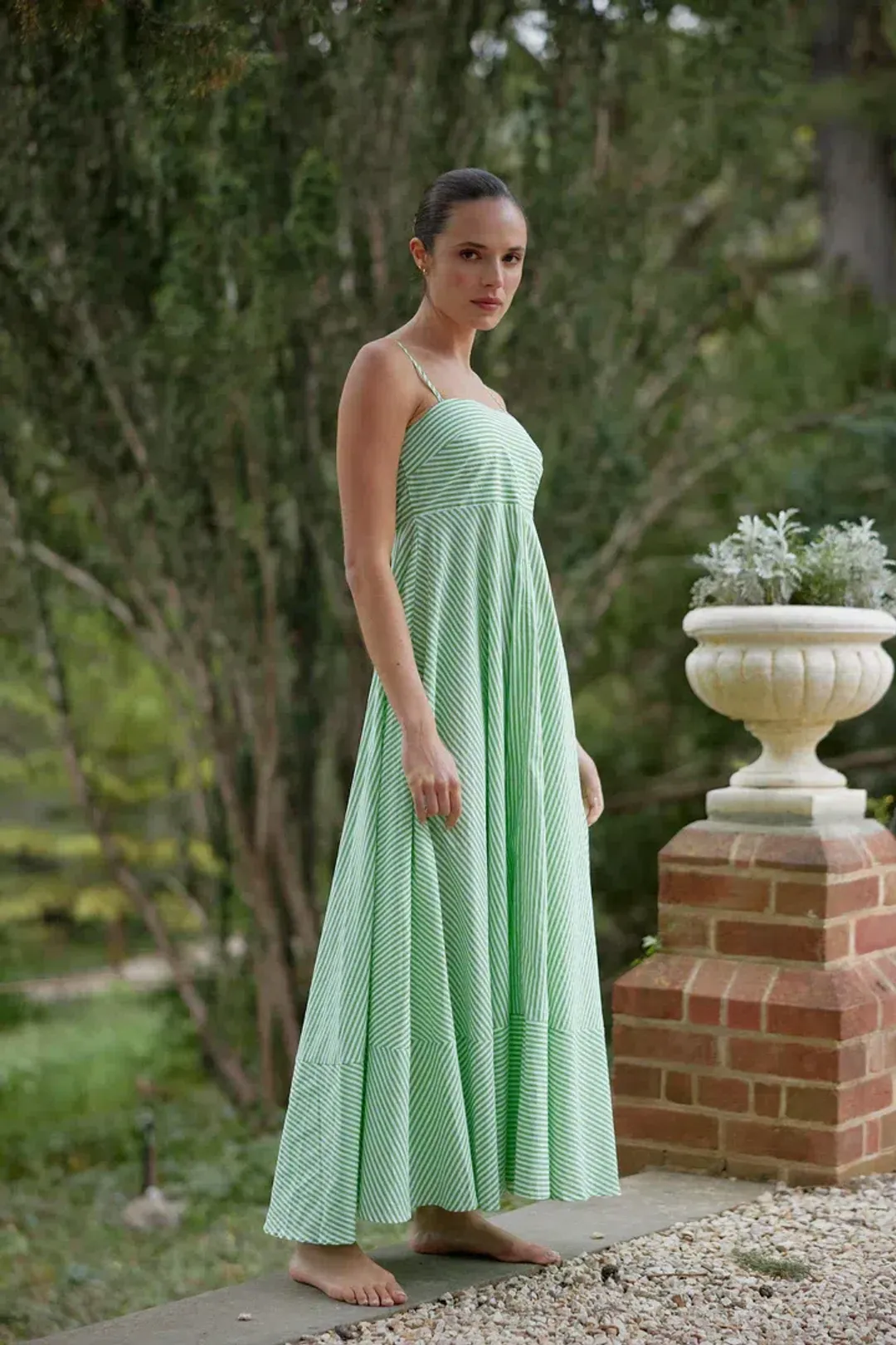 Aston Studio Rue Dress Lime Stripe Size AU 10 for rent on The Volte - main image