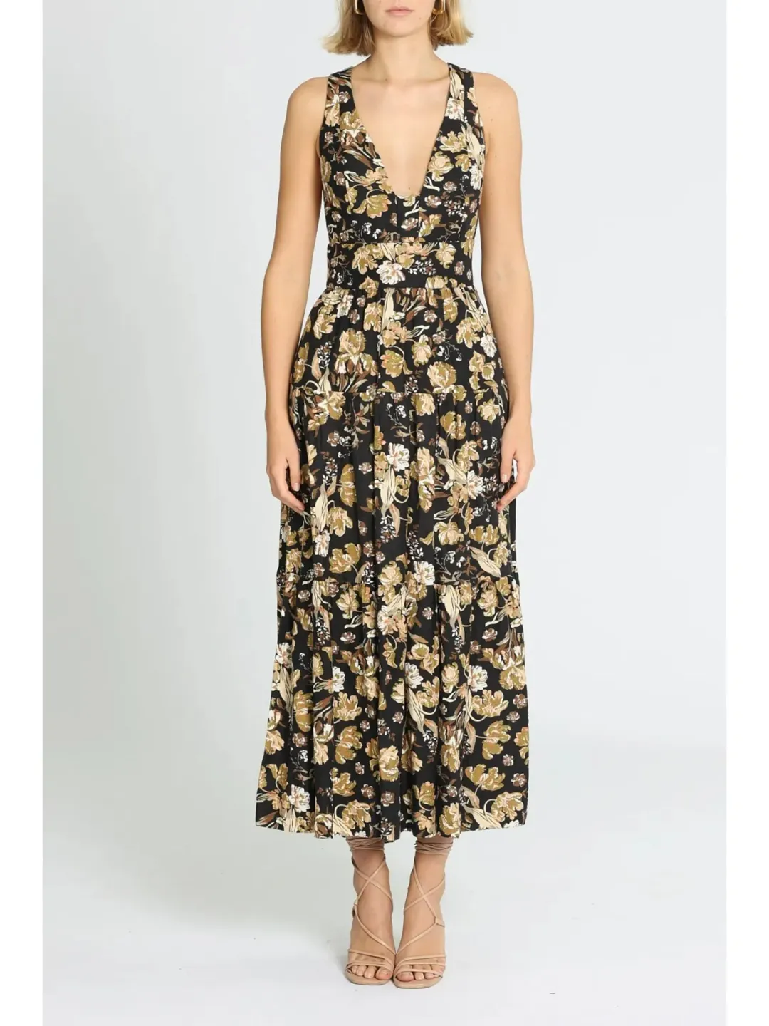 Shona Joy Palermo Plunged Low Back Midi Dress in Multi Size AU 14 for rent on The Volte - main image
