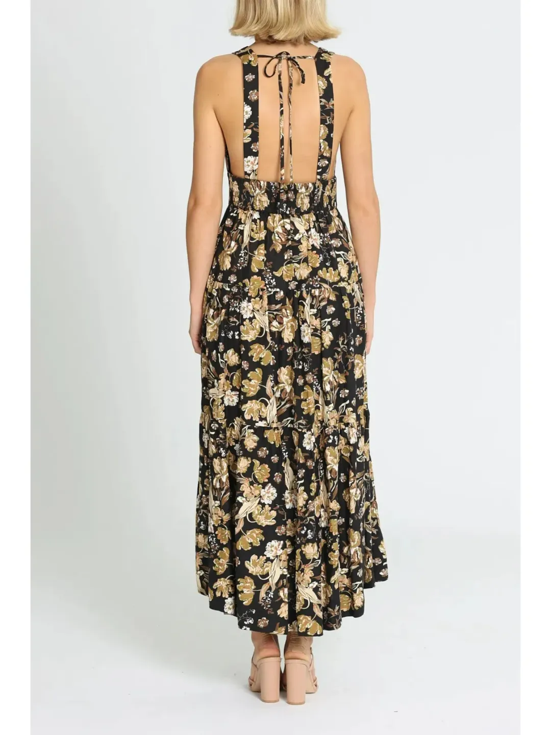 Shona Joy Palermo Plunged Low Back Midi Dress in Multi Size AU 8 for rent on The Volte - main image