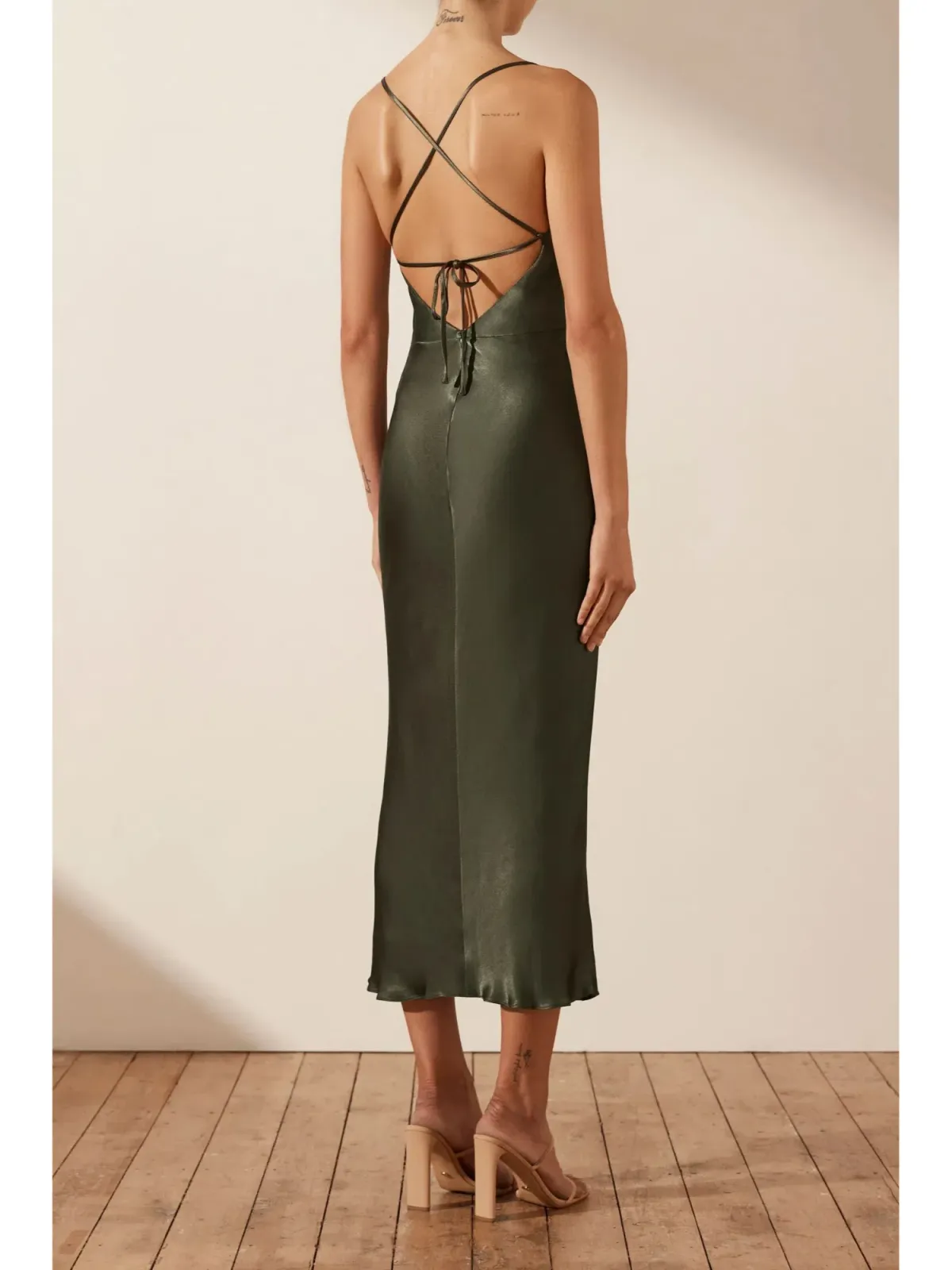 Shona Joy Giorgia Cowl Midi Dress in Forest Size AU 12 - Image 3