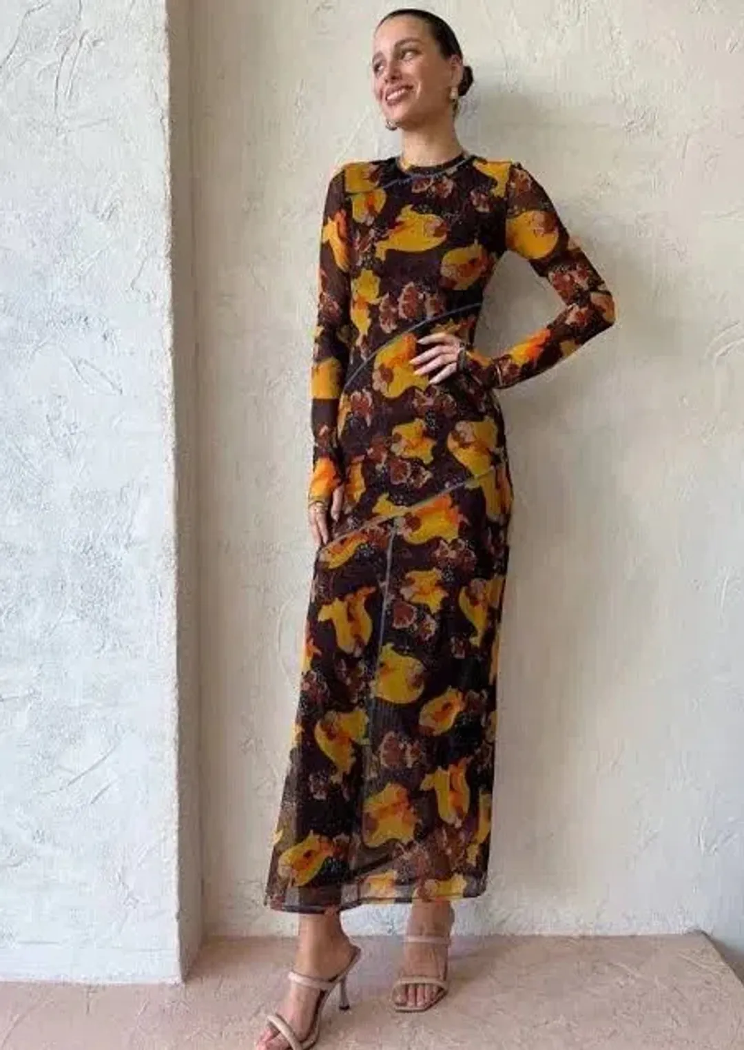 Sir The Label Jacques Mesh Panelled Midi Dress Expressionist Size 2 / AU 10 for rent on The Volte - main image