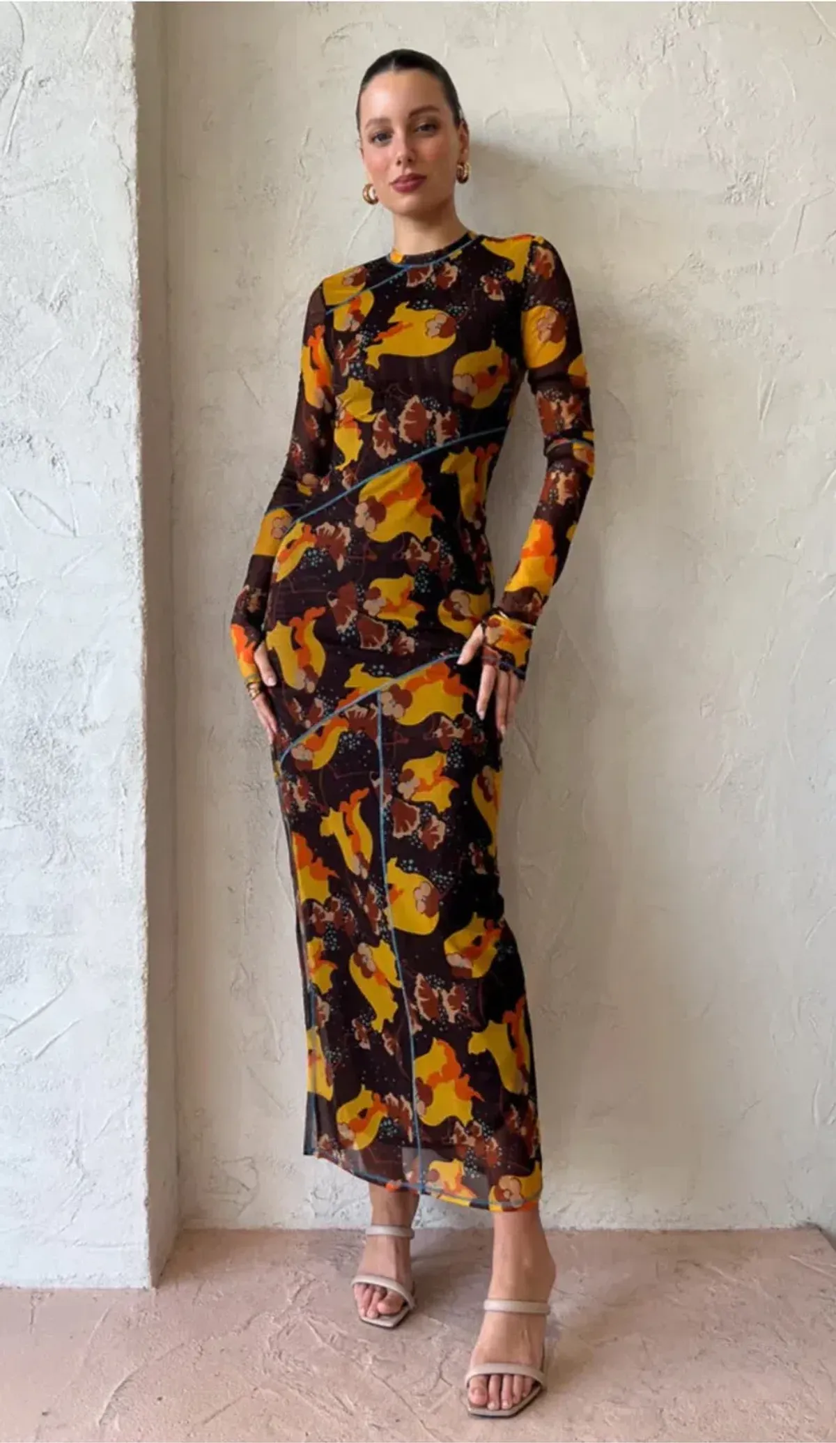 Sir The Label Jacques Mesh Panelled Midi Dress Expressionist Size 2 / AU 10 - Image 1