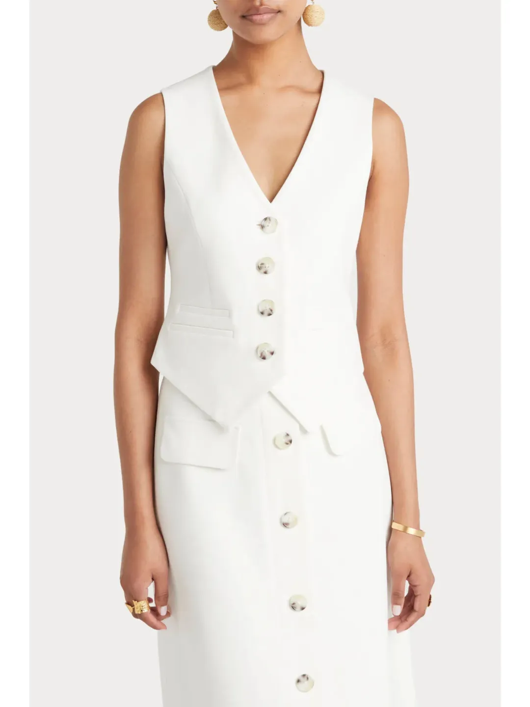 Husk Maya Waistcoat & Skirt in White Size AU 8 for rent on The Volte - main image