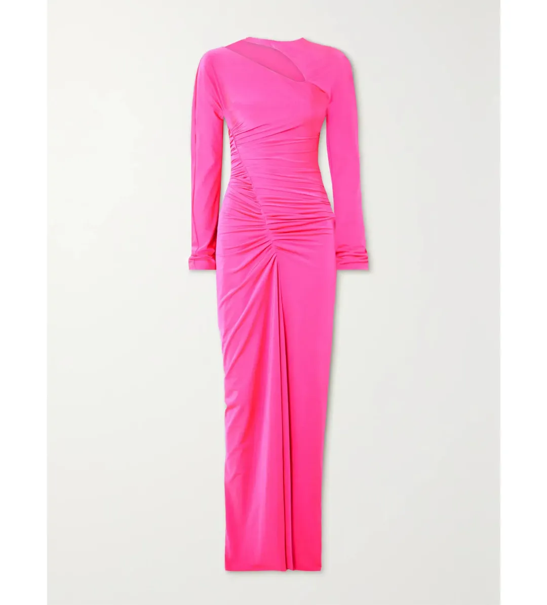 Victoria Beckham Asymmetric Ruched Stretch-jersey Midi Dress Pink Size 12  for rent on The Volte - main image