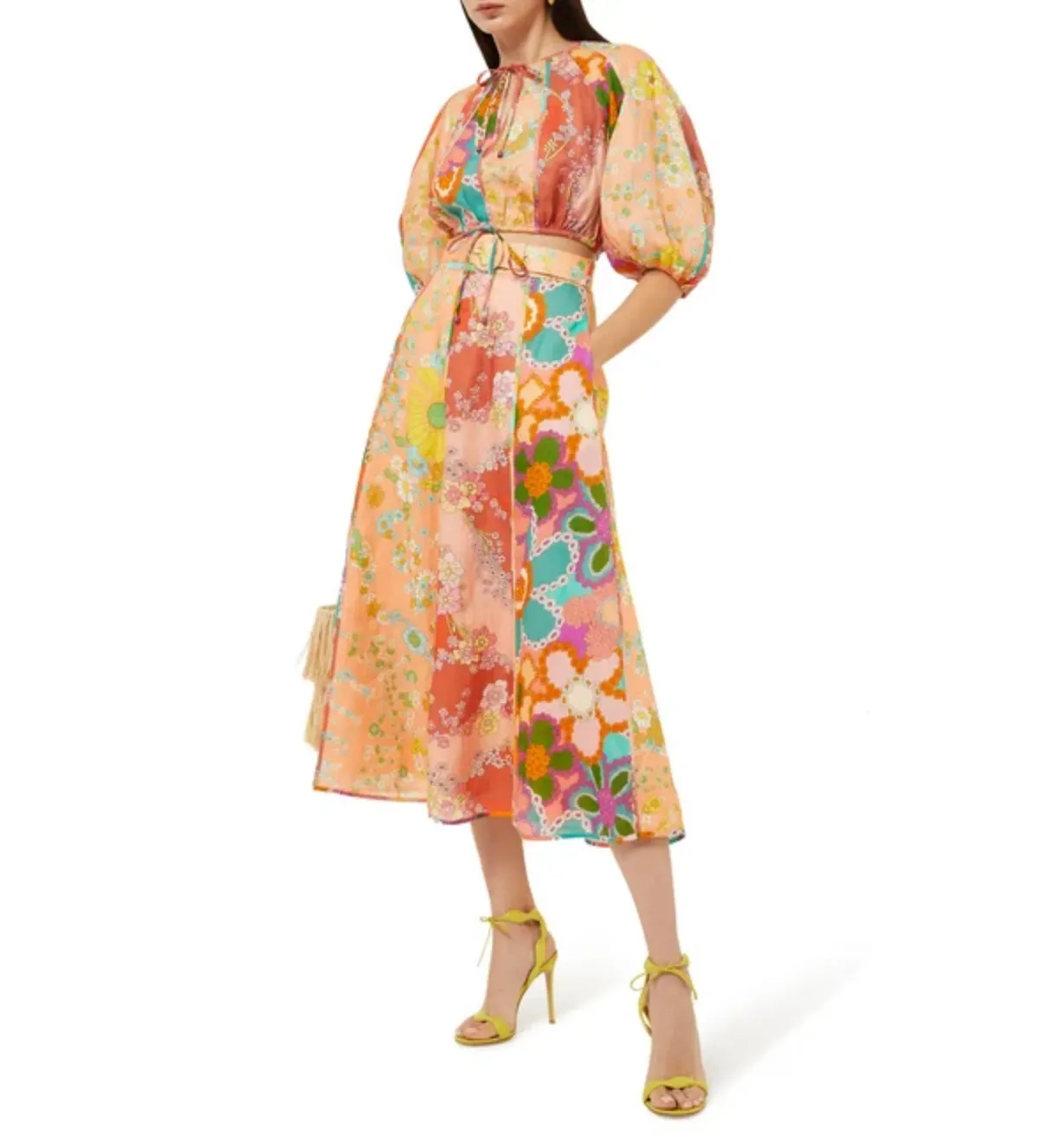 Zimmermann Lola Panelled Crop Top Size 1/Au 10 and Skirt Size 0/Au 8 in Spliced Floral - Image 1