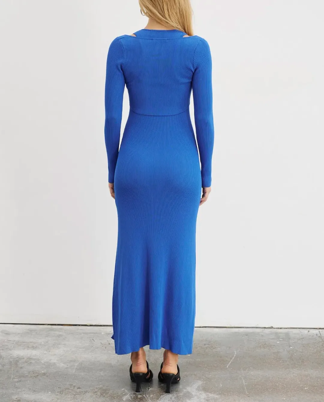 Sovere Mesmerise Combo Knit Dress Blue Size 6  for rent on The Volte - main image