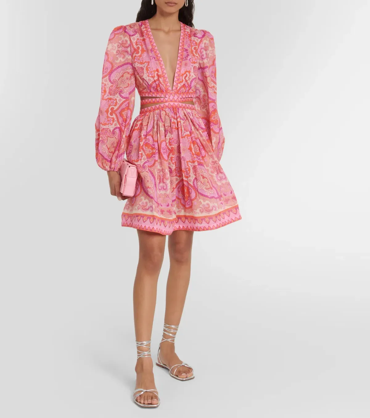 Zimmermann Halcyon Self Tie Mini Dress Pink Purple Paisley Size 2 / AU 12  - Image 1