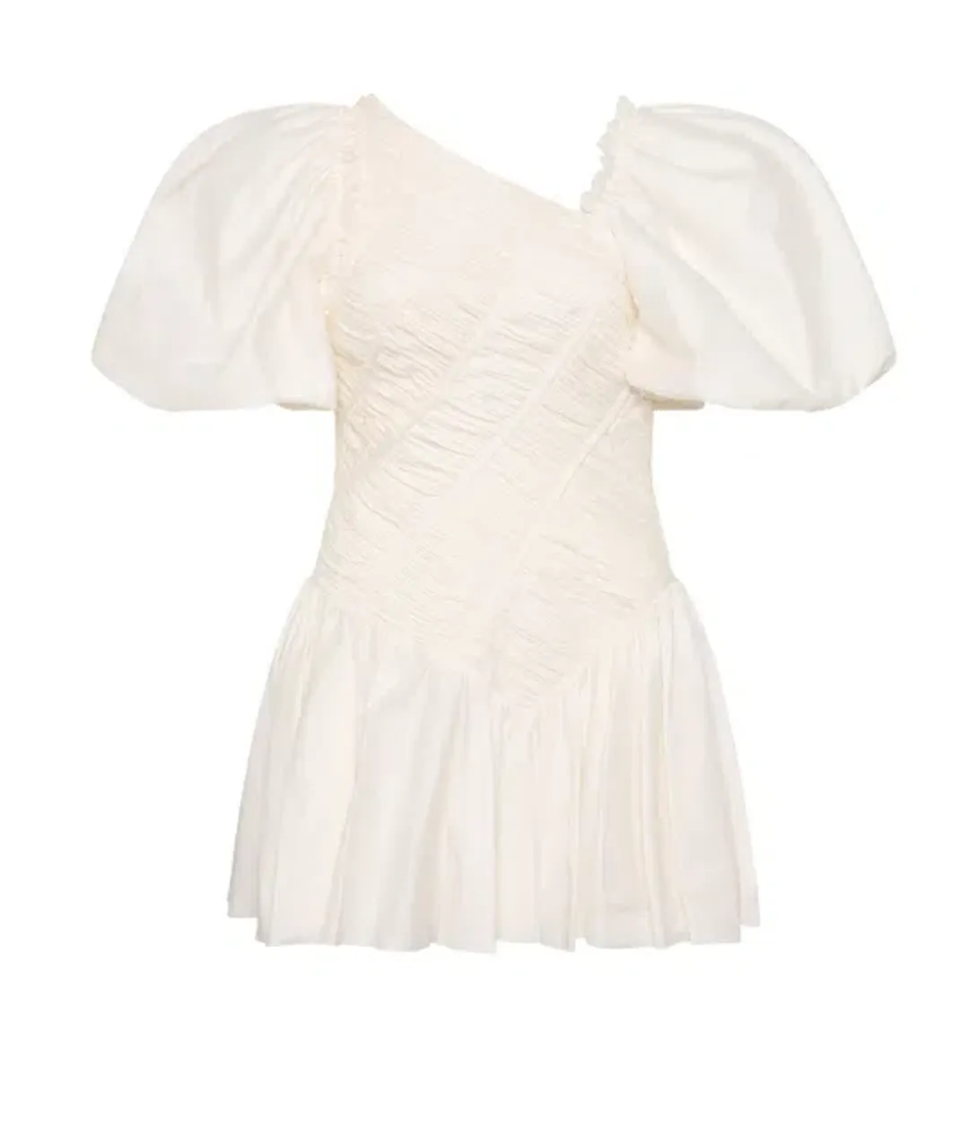 Aje Dawn Drawstring Mini Dress Ivory White Size 6 for rent on The Volte - main image