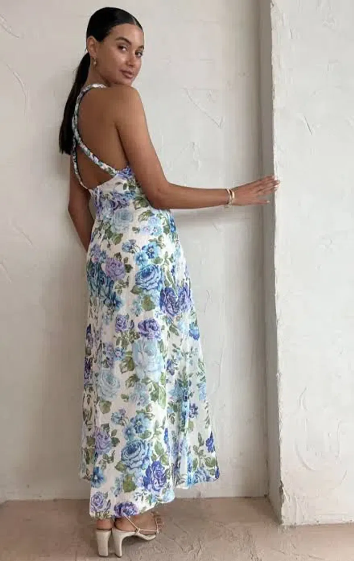 Kate Ford Mojave Braided Dress Belita Blue Floral Size AU 10 - Image 6