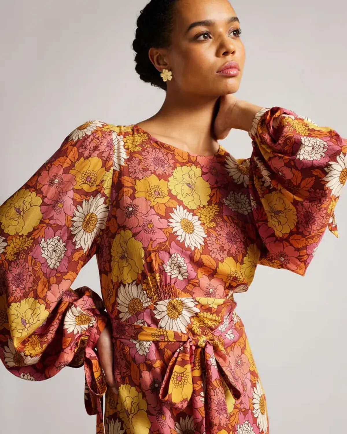 Ted Baker Lelyah Floral Blouson Maxi Dress Multi Size 8 - Image 2