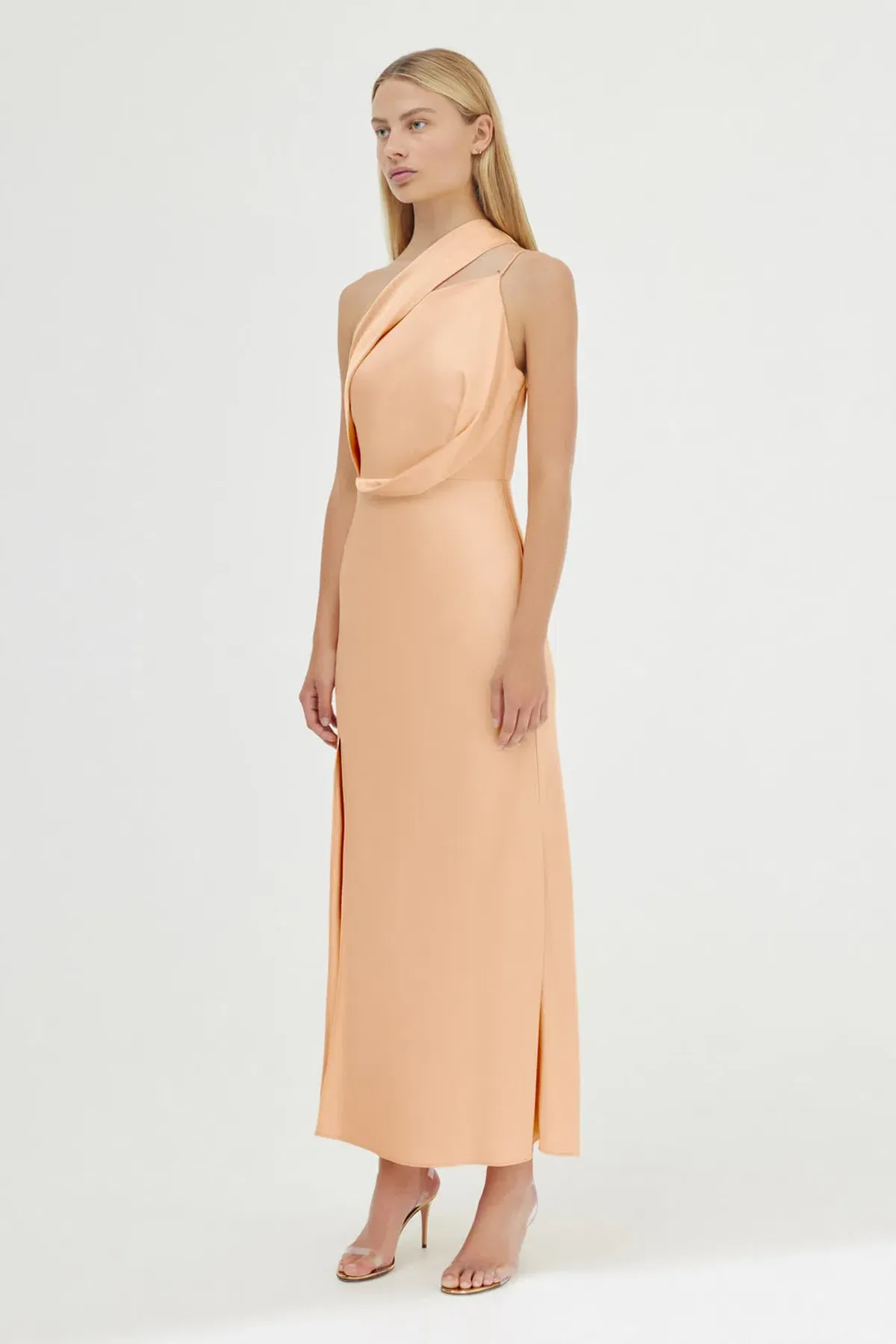 Significant Other Alessia One Shoulder Midi Dress Peach Sherbet Size 8 - Image 2