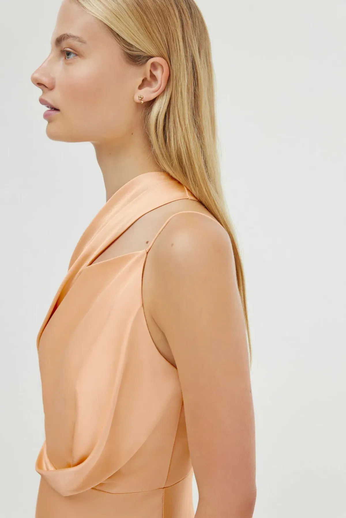 Significant Other Alessia One Shoulder Midi Dress Peach Sherbet Size 8 - Image 4