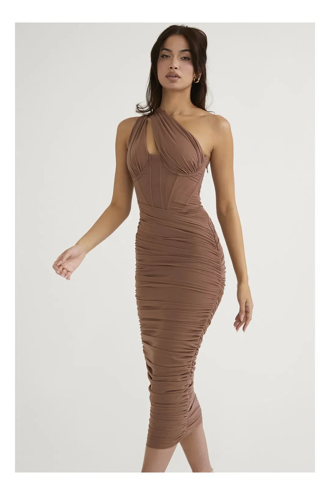 House of CB Valentina Dress in Brown Size 10 for rent on The Volte - main image