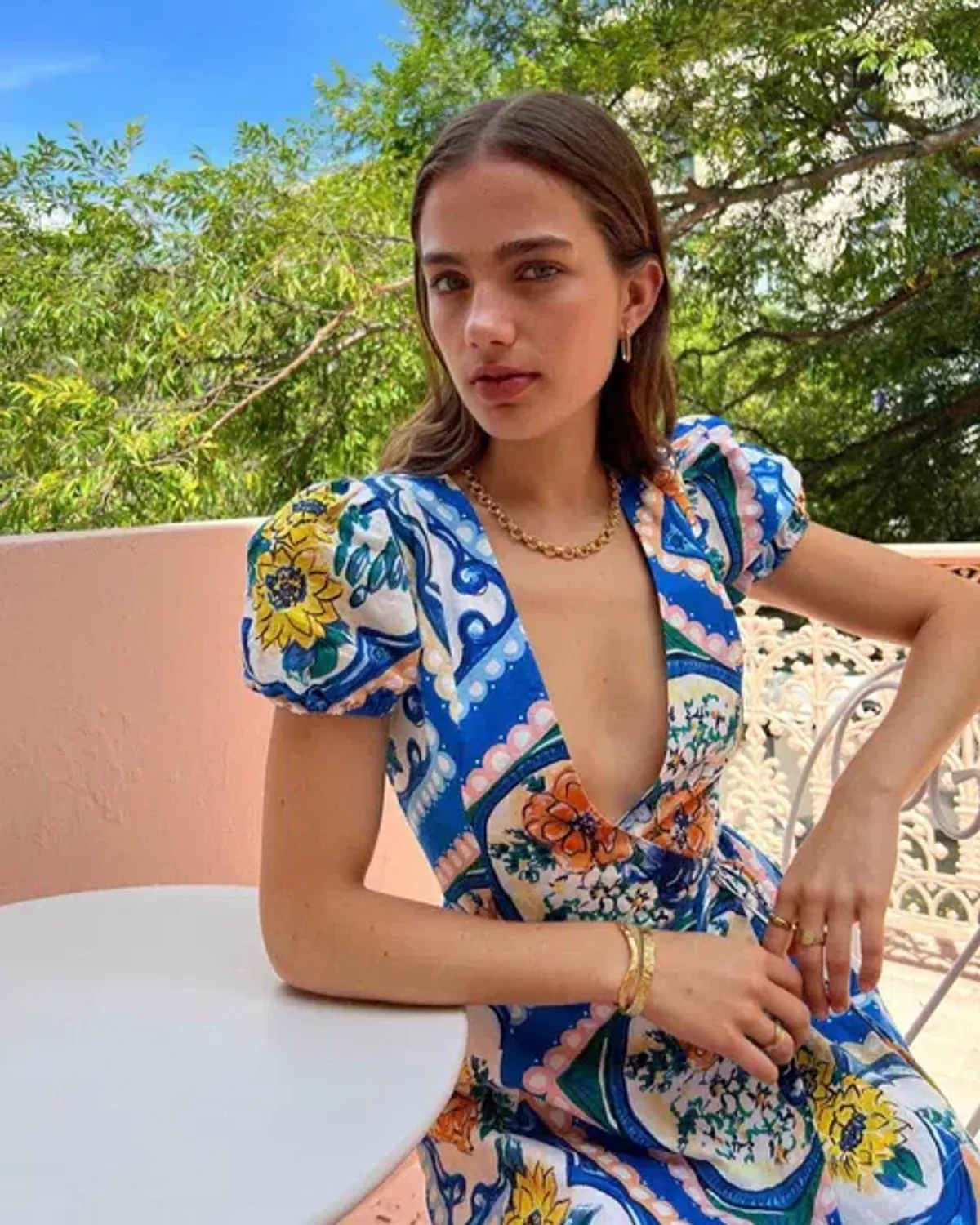 By Nicola Havana Wrap Mini Dress In Azure Floral Size 10 - Image 3