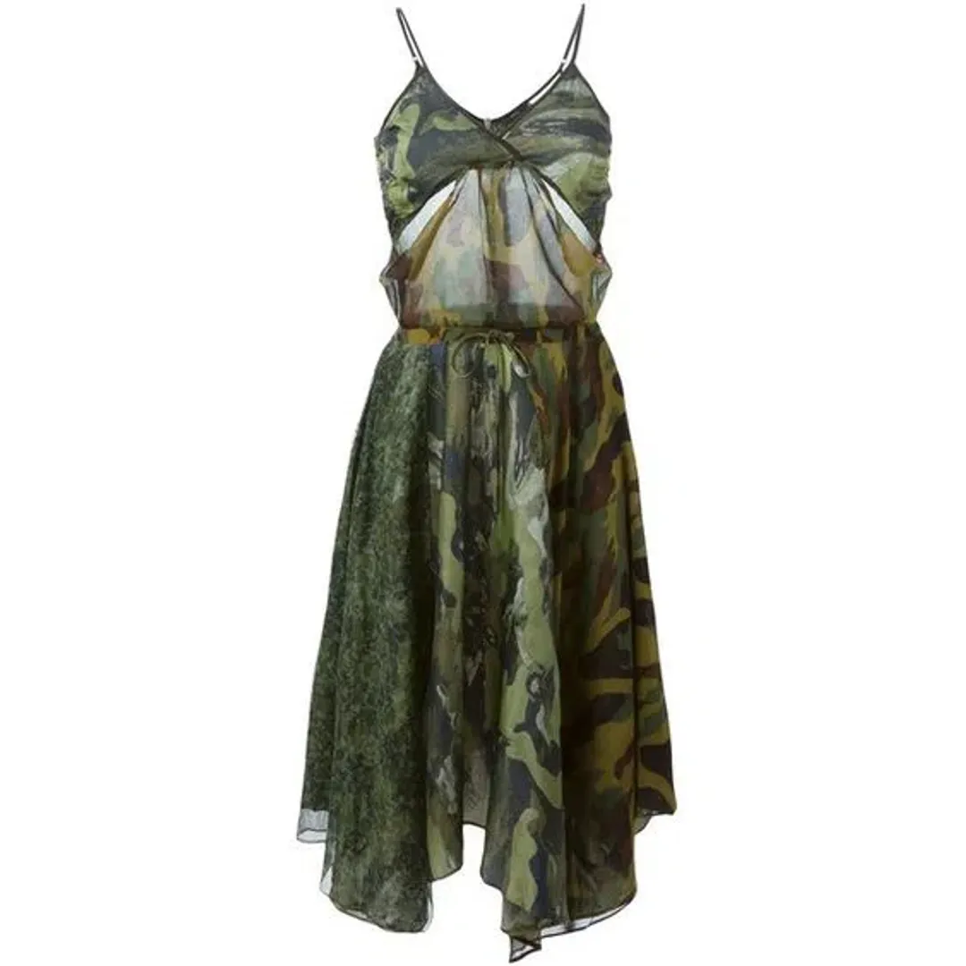 Diesel Camouflage Asymmetrical Panelled Dress for rent on The Volte - main image