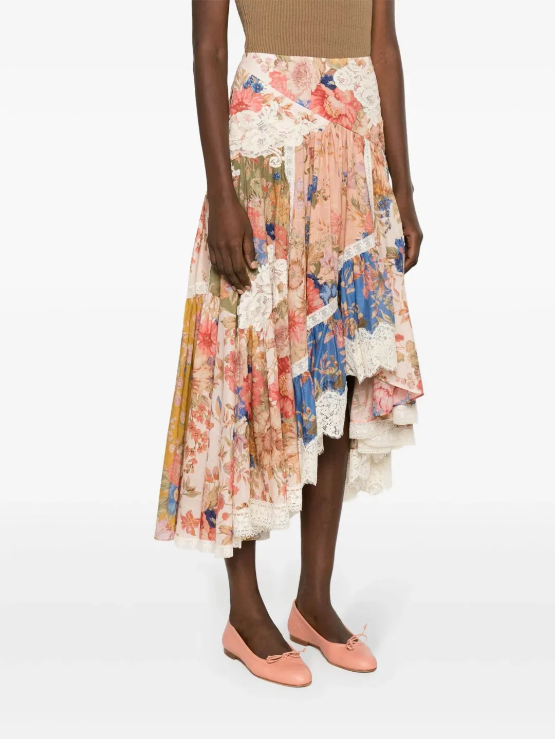 Zimmermann August Asymmetric Skirt Floral Size 0P / AU 6- 8 for rent on The Volte - main image