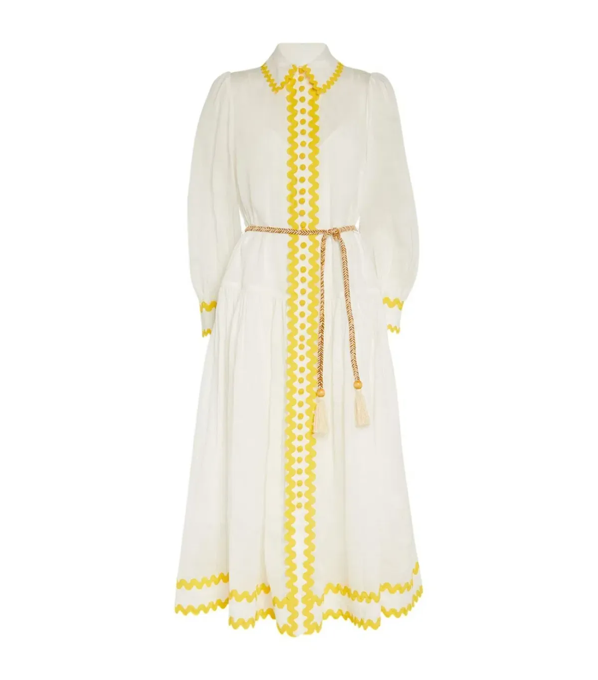 Zimmermann Cira Drop Waist Shirt Dress Ivory Yellow Size 3 / AU 14 - Image 3