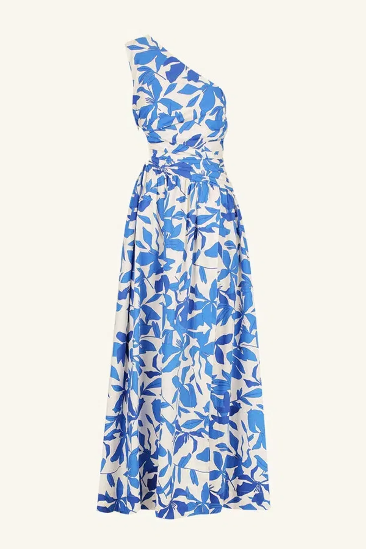 Shona Joy Bleue Asymmetrical Cut Out Maxi Dress Blue Floral Print Size 12 - Image 8