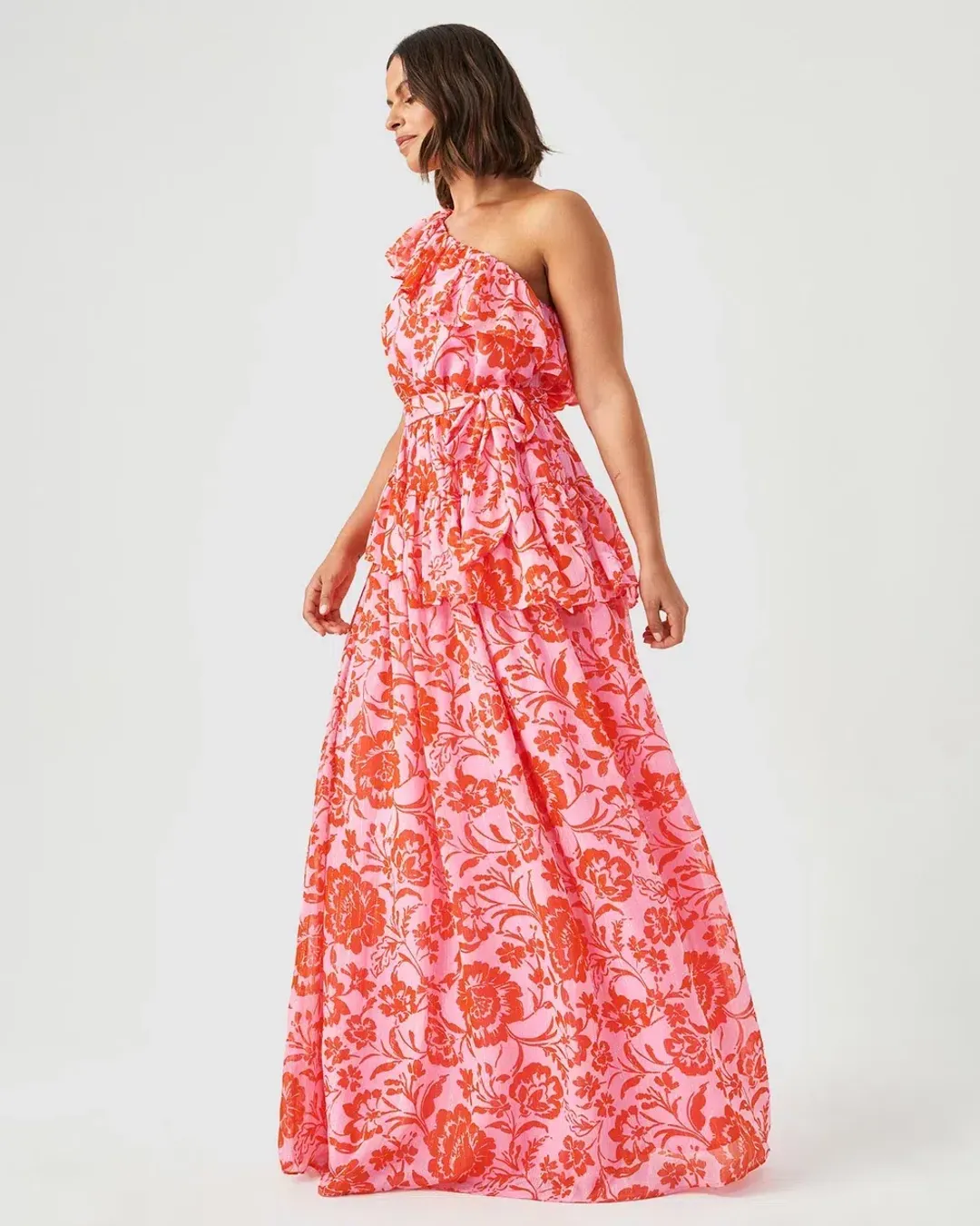 Tussah Odessa Maxi Dress Pink/Red Floral Size 12 for rent on The Volte - main image
