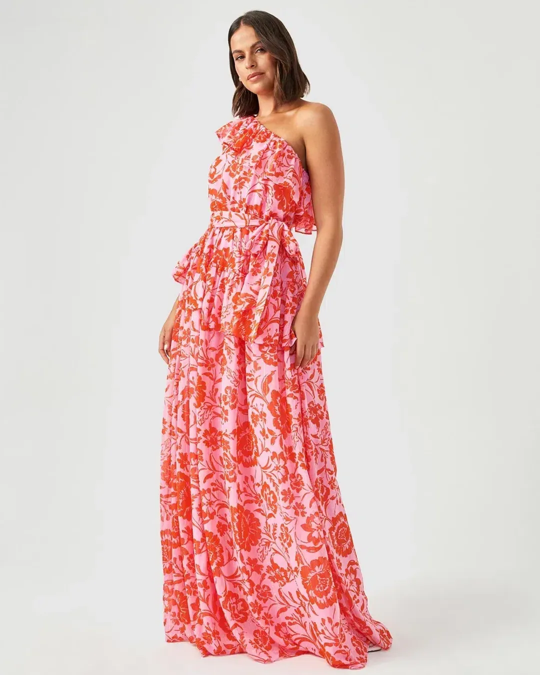 Tussah Odessa Maxi Dress Pink/Red Floral Size 12 for rent on The Volte - main image