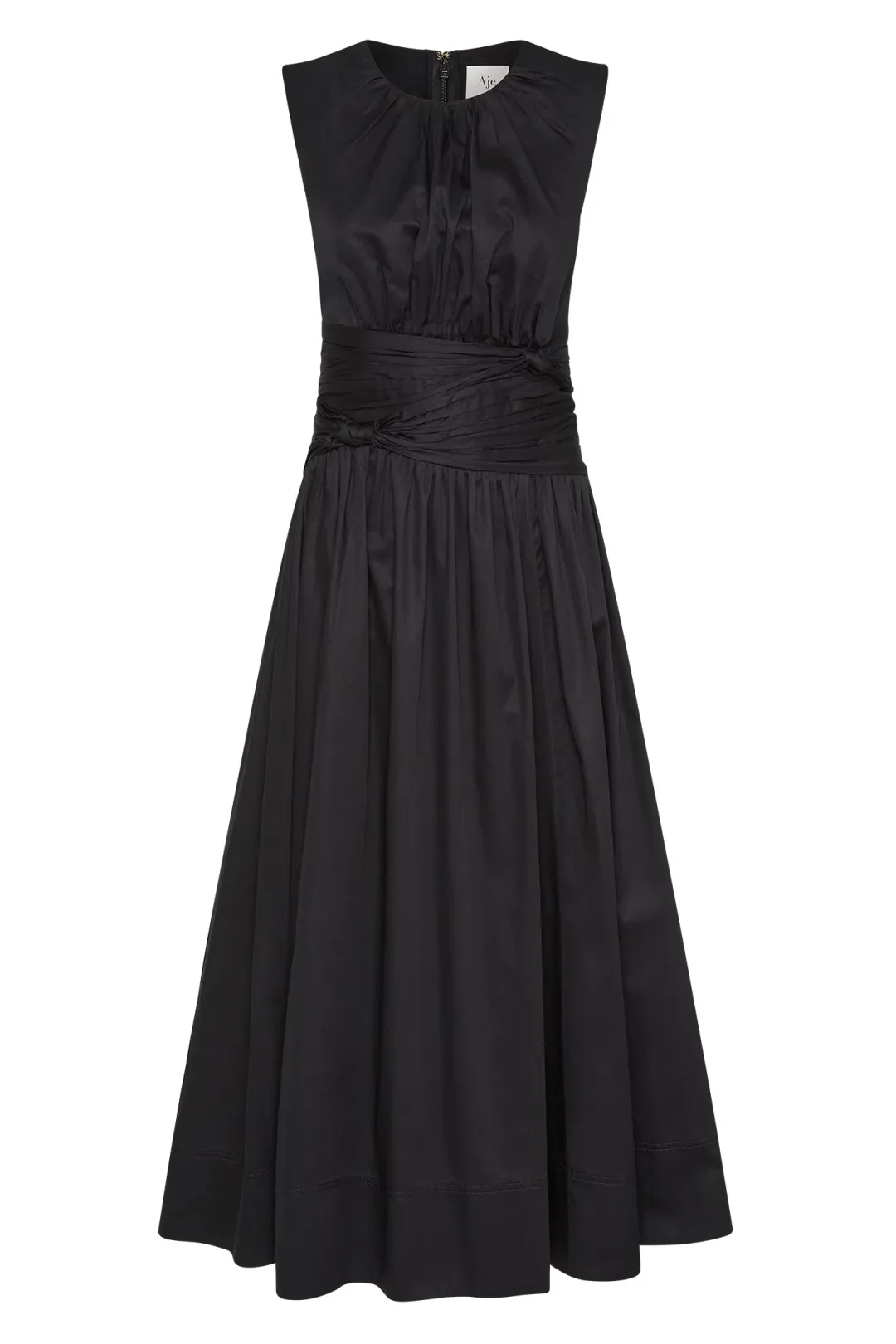 Aje Agatha Knot Waist Midi Dress Black Size 12 for rent on The Volte - main image
