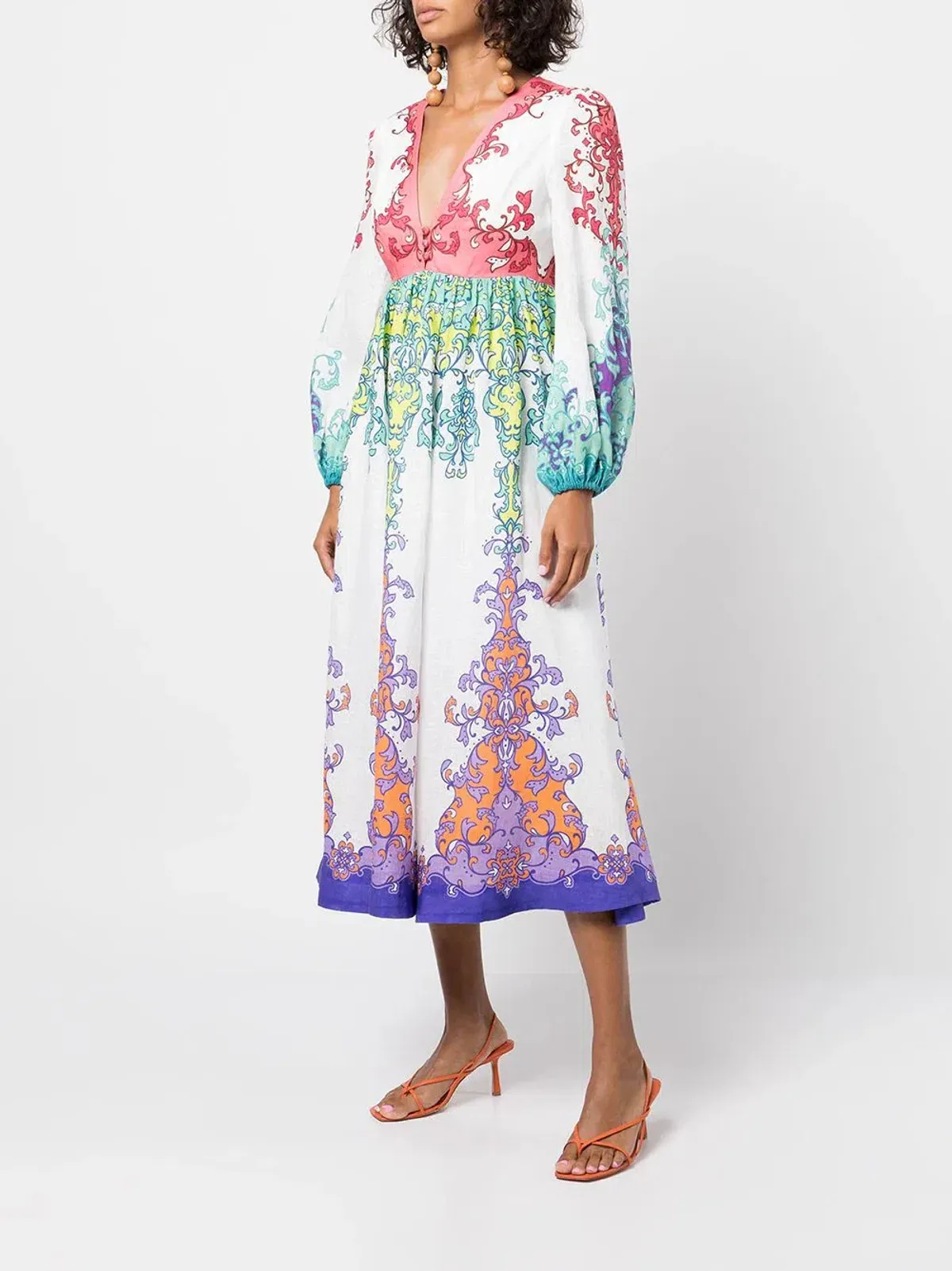 Zimmermann Nina Plunge Midi Dress Multi Size 0P / AU 6 - Image 4