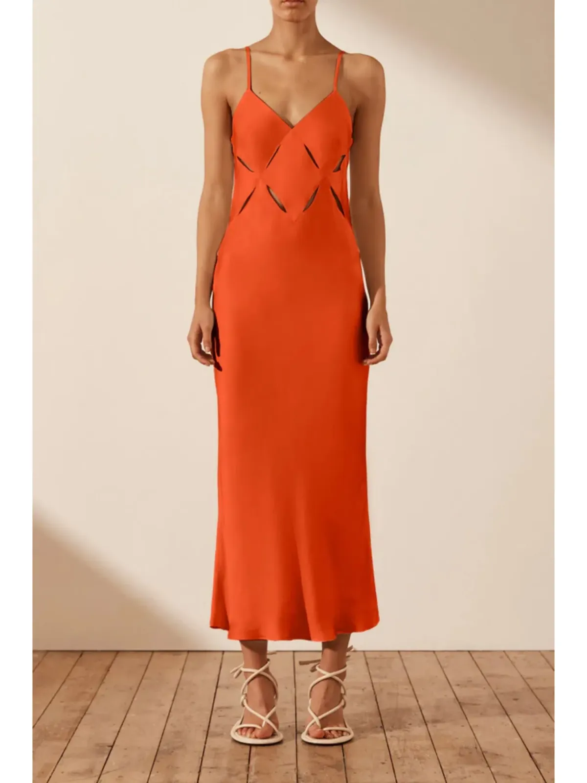 Shona Joy Milo Cut Out Midi Dress Hibiscus Size AU 6 - Image 1