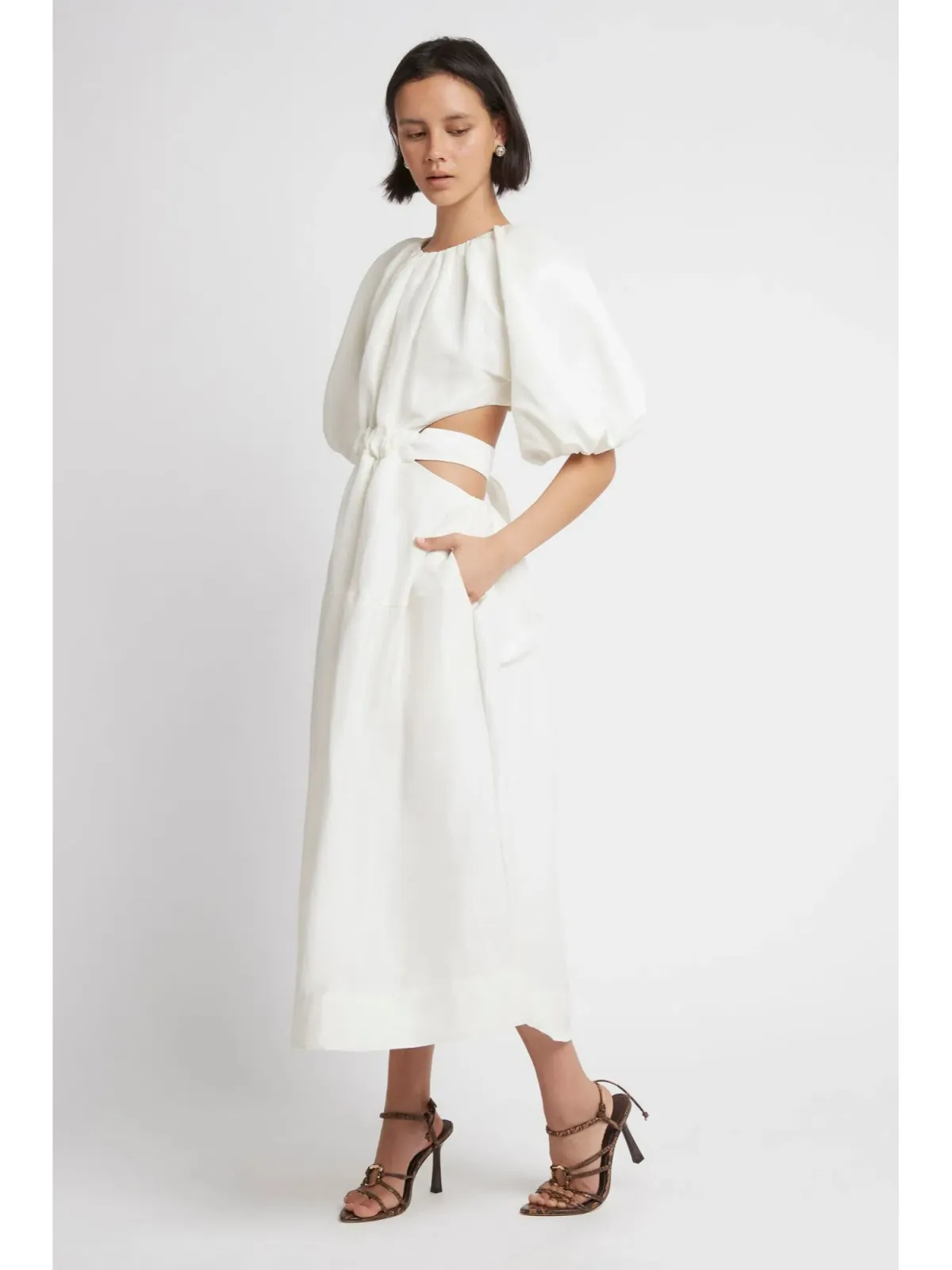 Aje Mimosa Cutout Midi Dress White Size AU 10 - Image 3