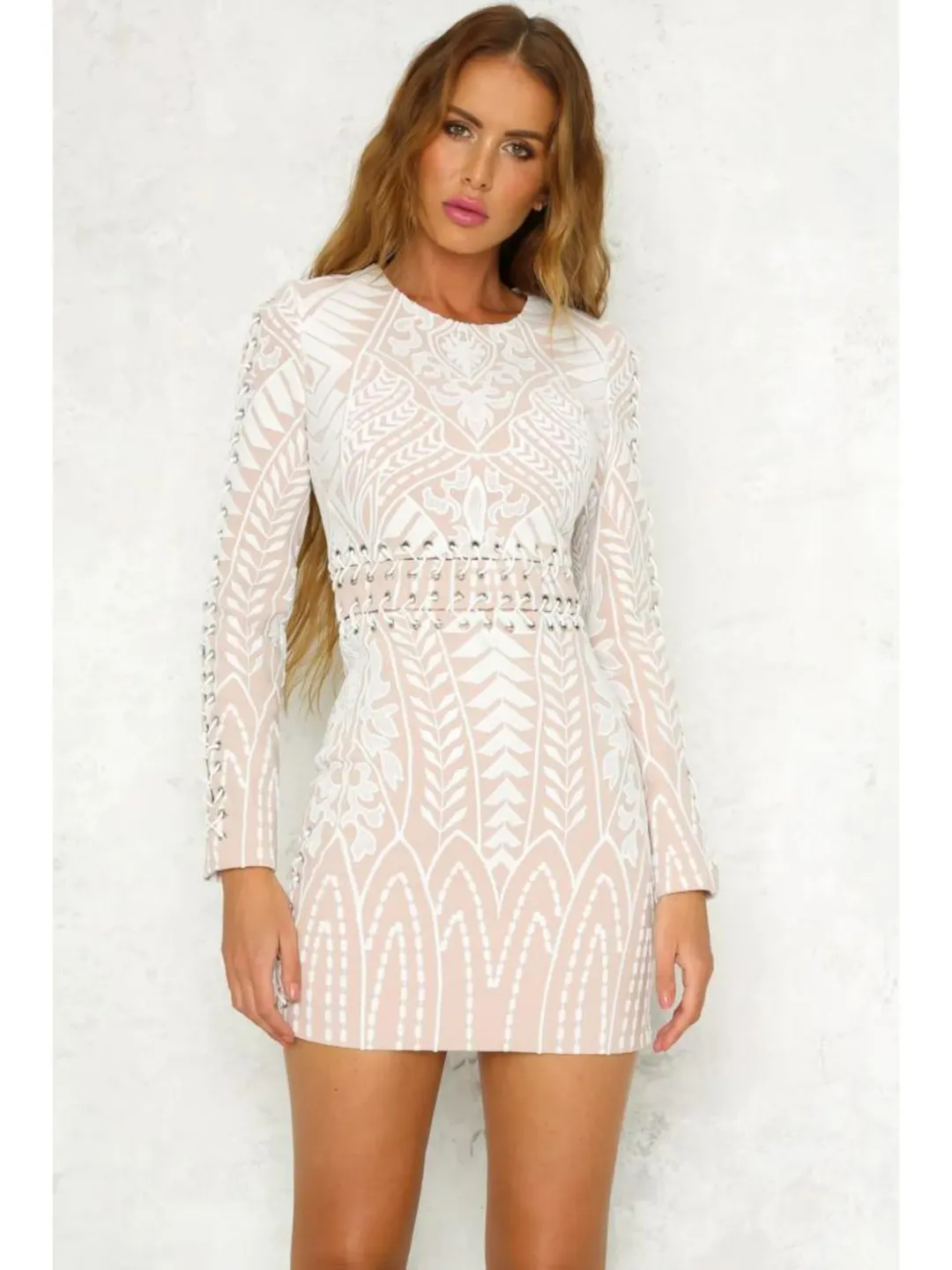 Mossman Secret Garden Dress Nude Size AU 8 for rent on The Volte - main image