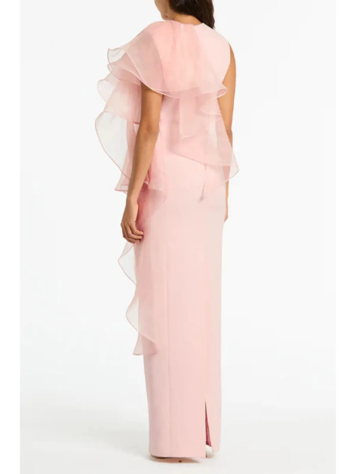 Carla Zampatti Peony Crepe Ruffle Shoulder Gown Pink Size AU 10 - Image 2