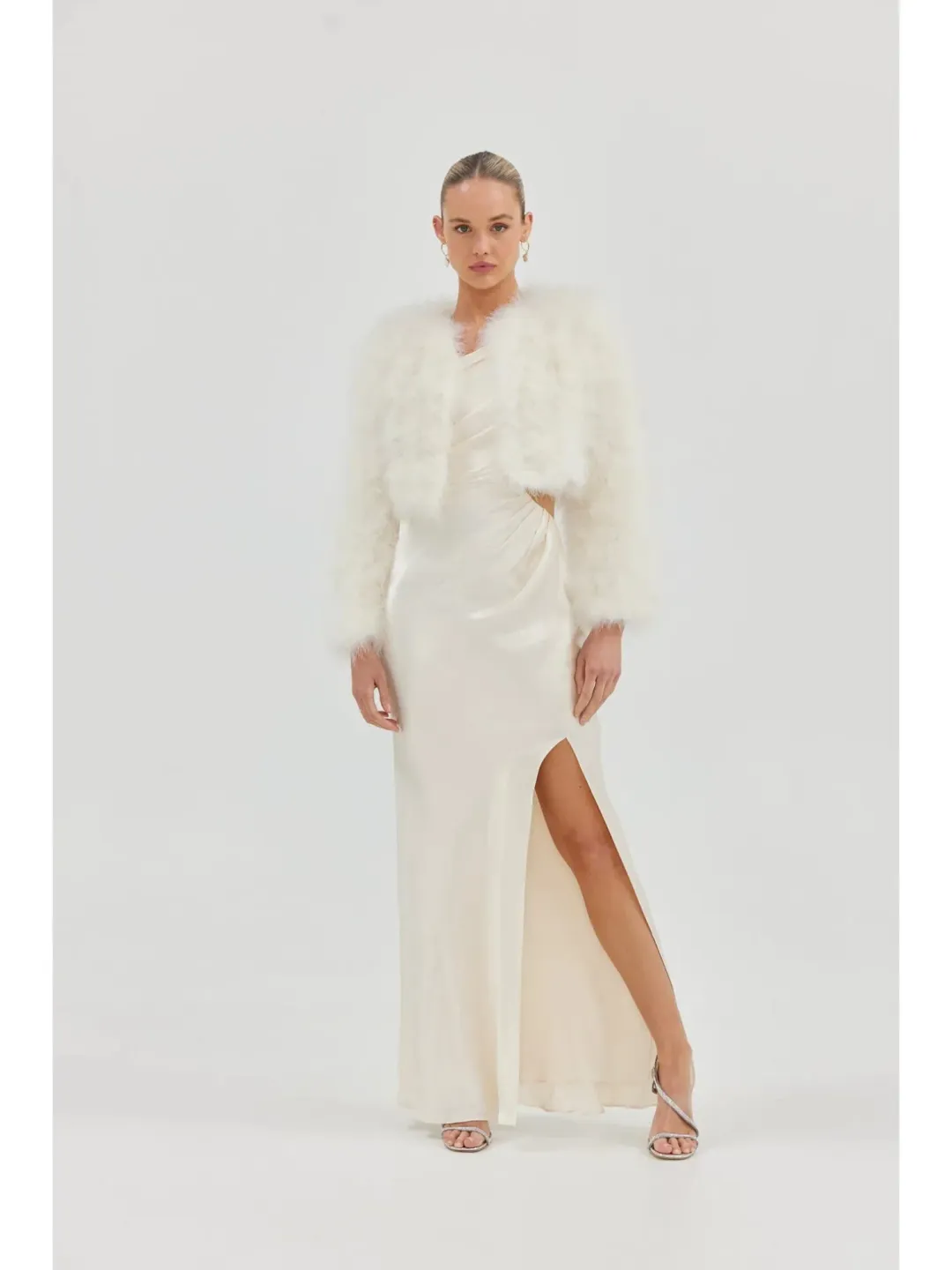 Bubish Luxe Bridal Manhattan Crop Jacket in Ivory Size XS / AU 6 for rent on The Volte - main image