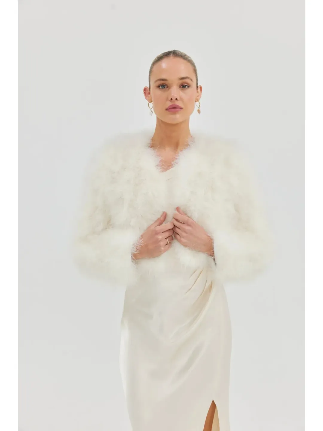 Bubish Luxe Bridal Manhattan Crop Jacket in Ivory Size XS / AU 6 for rent on The Volte - main image