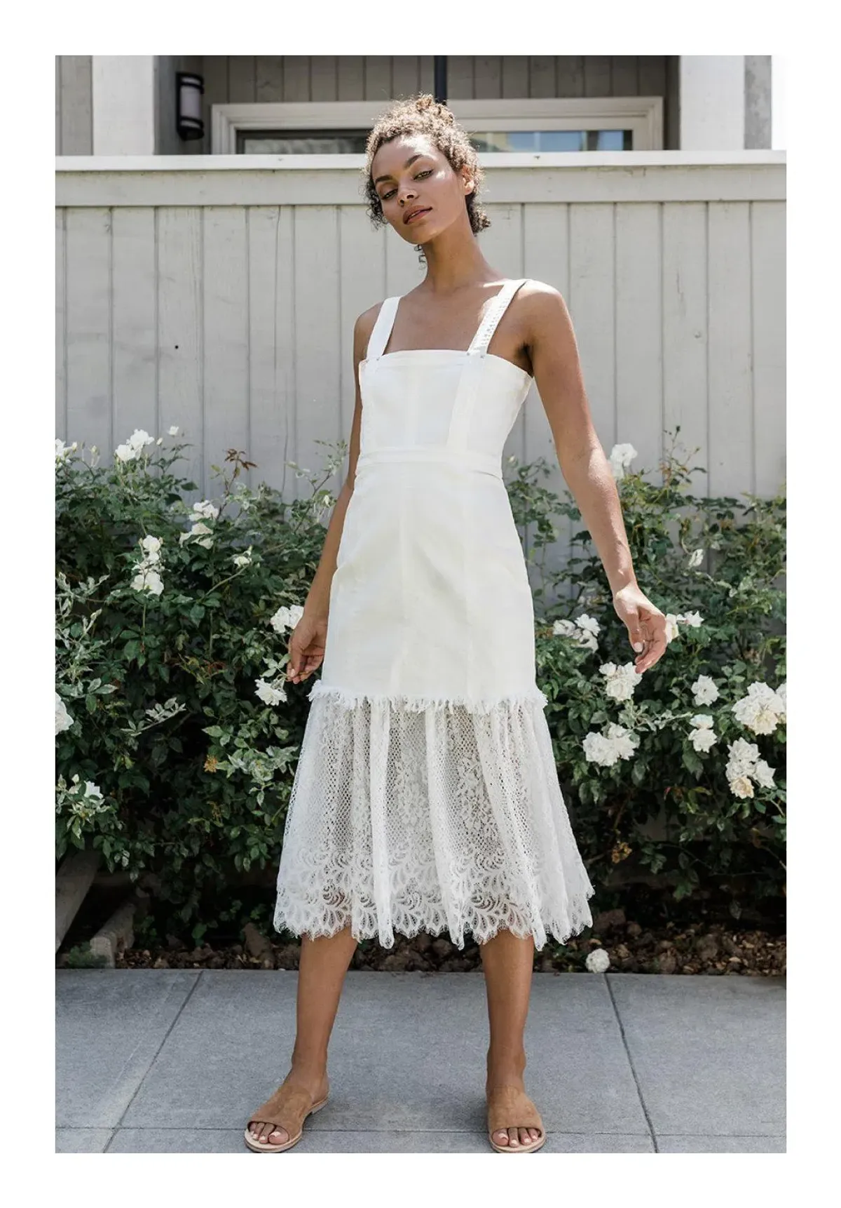 Steele Sutton Denim Midi Dress White Size 8 - Image 1