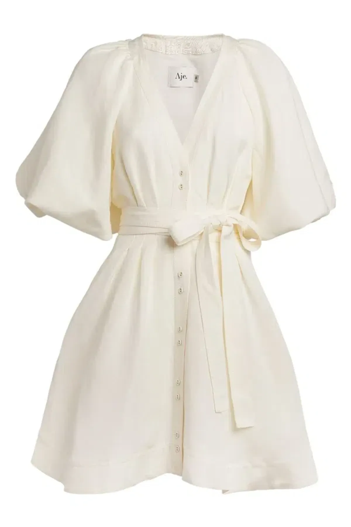 Aje Evermore Belted Mini Dress in Ivory Size 6 - Image 4