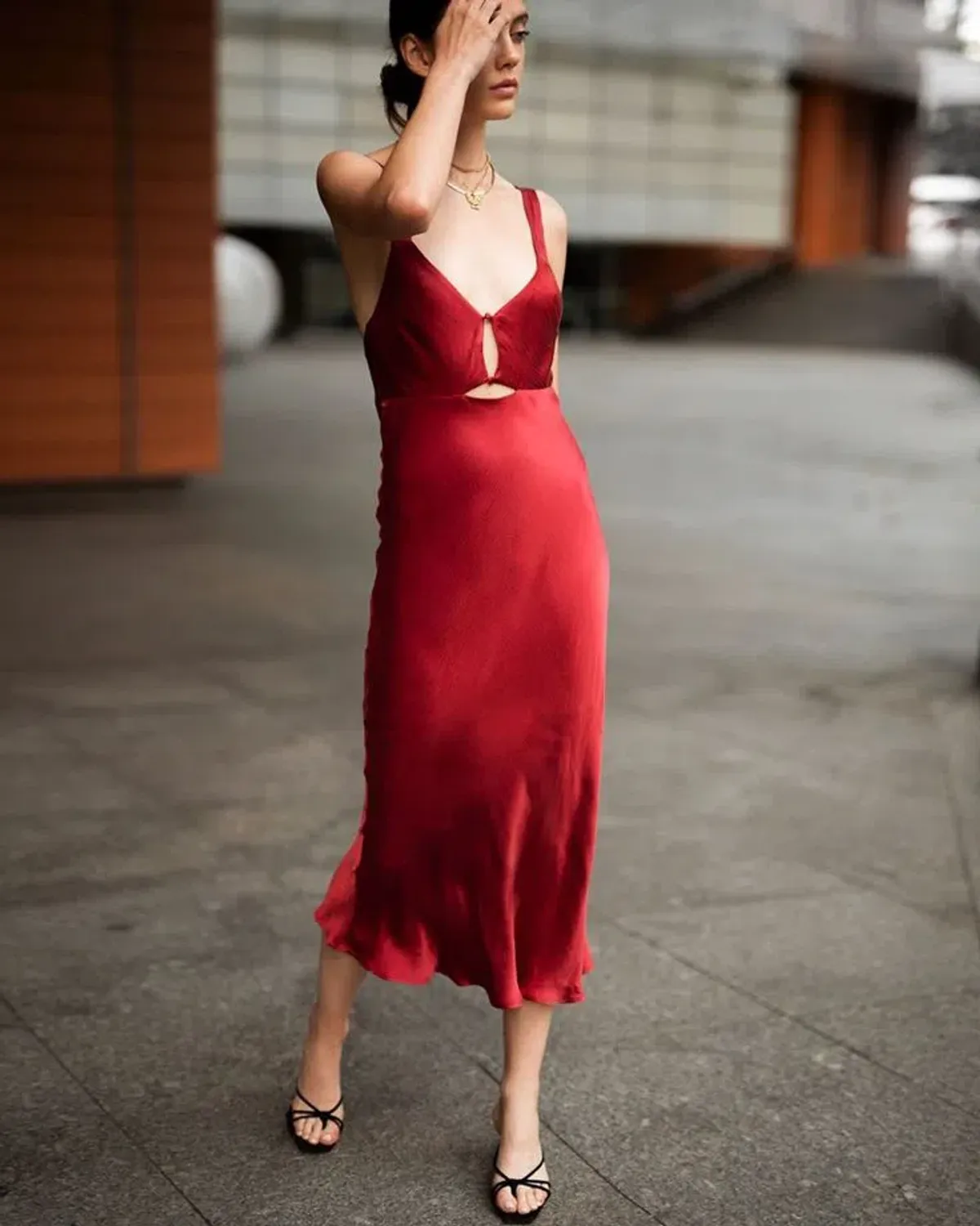 Third Form Intrigue Bias Midi Dress Red Size 8  - Image 3